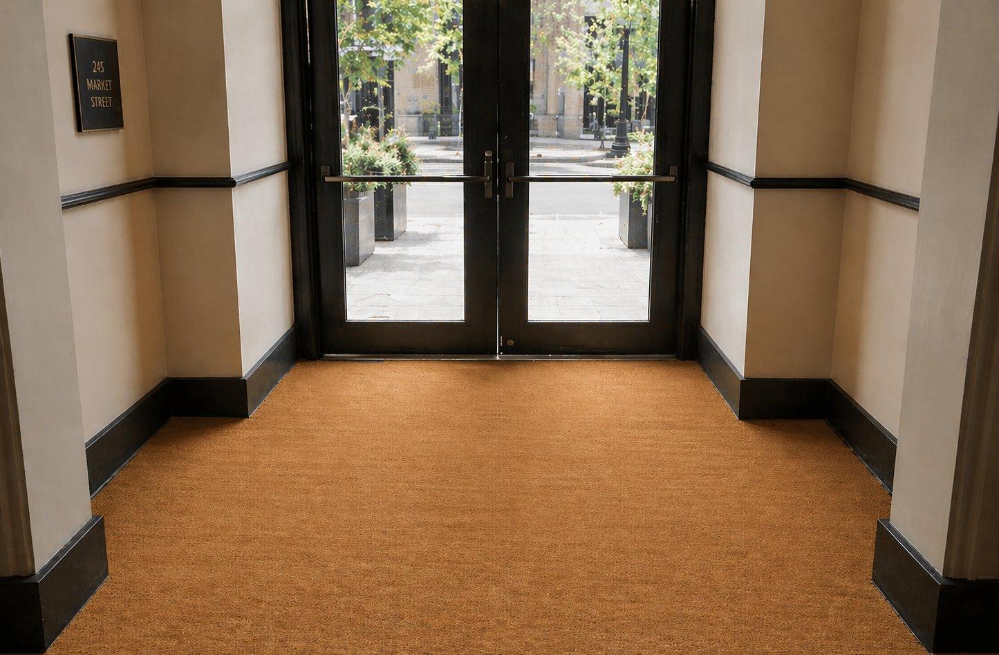 Recessed mat inserts for commercial entry wells — carpet, vinyl link, and coir matting