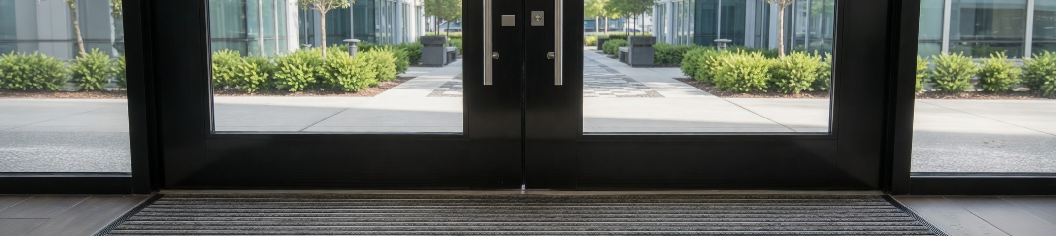 Recessed grate systems with hinged aluminum and rubber rails for commercial entry wells