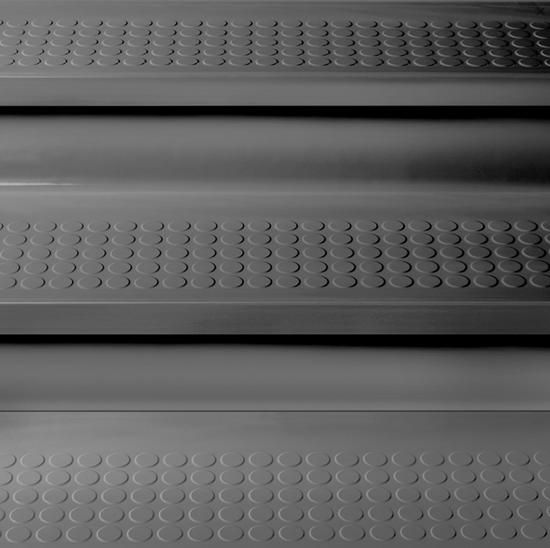 One Piece Rubber Tread and Riser with Raised Disc Pattern