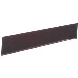 Vinyl cove stair riser with 7 inch face and 5/8 inch coved toe shown in cross section against a stair step