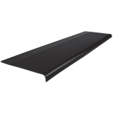 Diamond design rubber stair tread with raised diamond pattern and molded nose