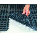 Black Safety Step perforated rubber anti-fatigue drainage mat with modular connectors