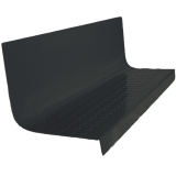 One piece rubber stair tread and riser with raised disc pattern in charcoal