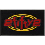 Berber logo mat with a custom company logo digitally printed on a looped hobnail-texture surface at a commercial lobby entrance