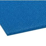 Blue Comfort King anti-fatigue foam standing mat with pebble surface at a dry work station
