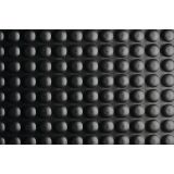 Black dome top vinyl anti-fatigue runner matting with raised rounded domes along an assembly bench
