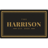 Heritage personalized coir door mat preview, black with natural lettering