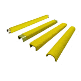 Yellow gritted anti-slip ladder rung covers in channel and half-round profiles fitted over existing ladder rungs