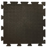 PennyLok coin pattern interlocking PVC floor tiles in black and gray
