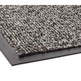 Pewter loop-pile anti-static carpet floor mat with grounding cord at a computer workstation