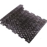 Recycled rubber tire link mat with open herringbone weave
