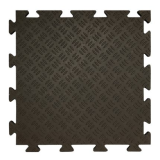 TredLok checker plate interlocking PVC floor tiles in black and gray