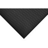 Black solid nitrile rubber traction runner mat in a commercial kitchen walkway
