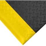 Black Safety Striped Tuff-Spun anti-fatigue mat with yellow safety borders