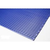 Blue open-weave WaterPro vinyl pool mat with a non-slip grid surface
