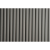 Gray wide rib vinyl runner matting with rounded lengthwise ribs laid down a commercial corridor