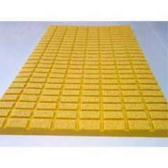Yellow polyurethane rotary table mat with raised grid traction surface and molded drainage channels
