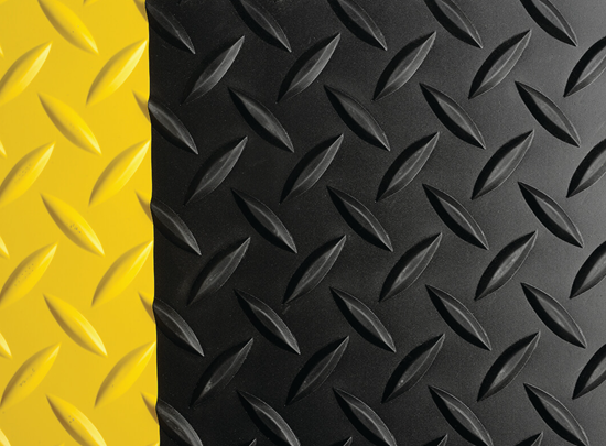 Diamond Plate Vinyl Switchboard Matting With Black and Yellow Safety Border (ASTM)
